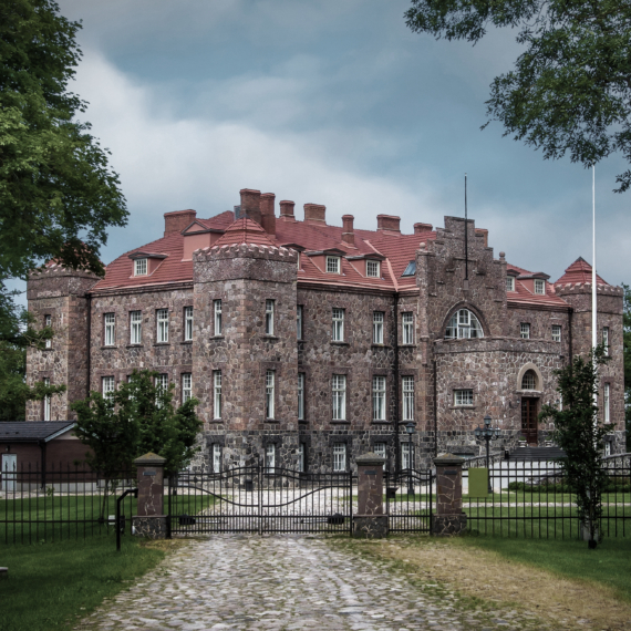 view of the old manor Calvi (Kalvi) in IDA-Viru County. Close to town Aseri. Medieval hotel. Estonia. Summer.